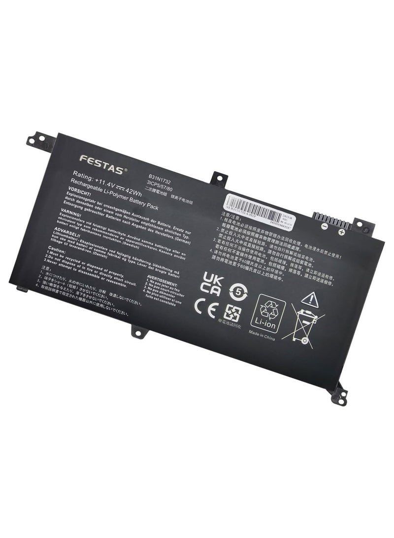 FESTAS 42Wh B31N1732 Battery Compatible with ASUS Vivobook S14 S430FA S430FN S430UA S430UAN S430UN S430UF FX571GT FX571LH FX571LI F571GD F571GT K430F K430FA K430FA 430U V; 430U X430U X430UA X430UN - Image 2