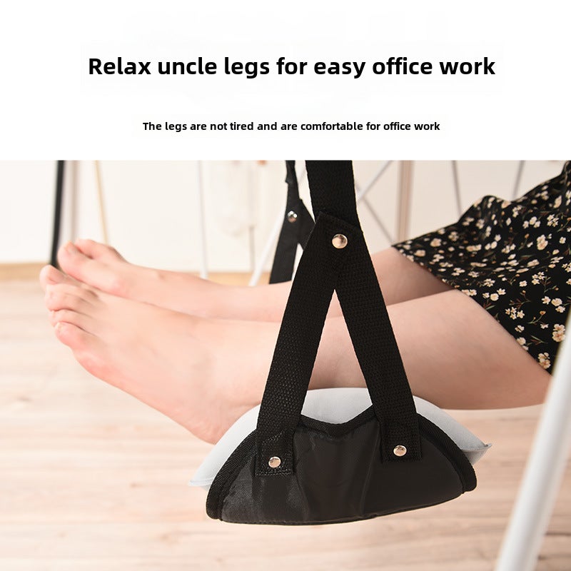 Office hanging foot rest foot rest for lunch break high-speed rail sleeping artifact aircraft train desk lower foot mat(Inflatable cushion-dark blue) - Image 5