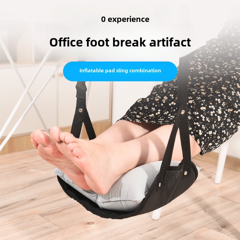Office hanging foot rest foot rest for lunch break high-speed rail sleeping artifact aircraft train desk lower foot mat(Inflatable cushion-dark blue) - Image 2