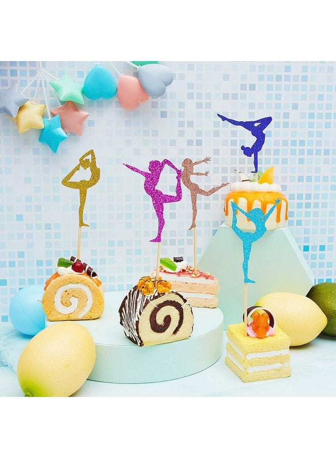 Blulu 48 Pieces Glitter Gymnastics Cupcake Toppers Gymnast Girl Cupcake Picks Toothpicks Colorful Gymnastics Silhouette Cake Decorations for Food Fruit Dessert Gym Theme Birthday Party Favors Supplies - Image 4