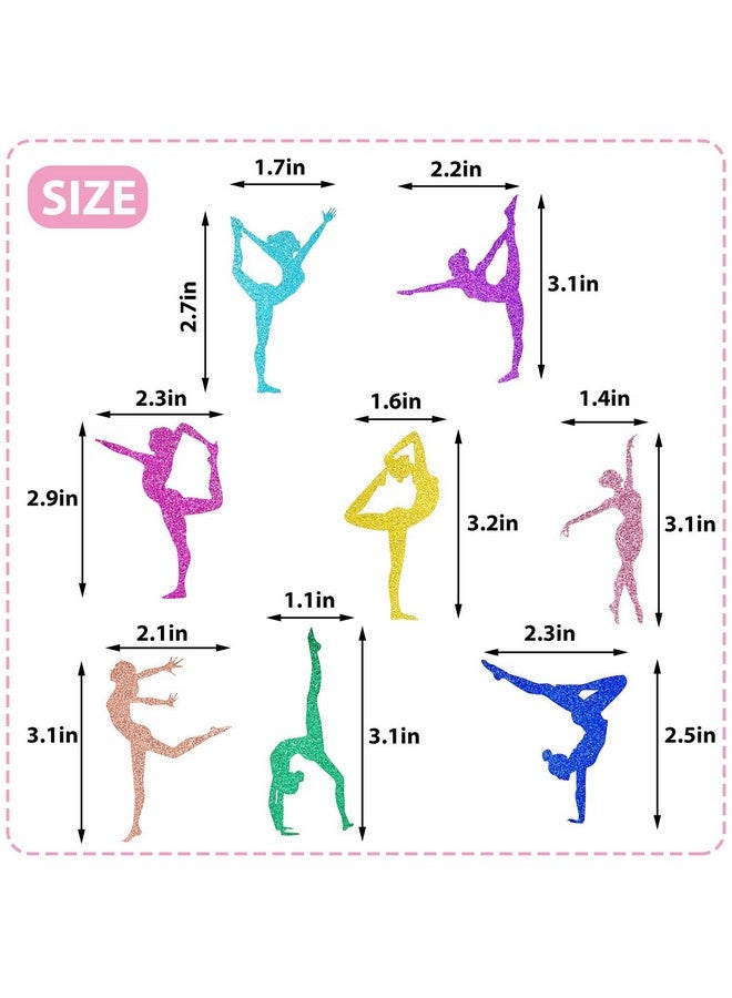 Blulu 48 Pieces Glitter Gymnastics Cupcake Toppers Gymnast Girl Cupcake Picks Toothpicks Colorful Gymnastics Silhouette Cake Decorations for Food Fruit Dessert Gym Theme Birthday Party Favors Supplies - Image 2