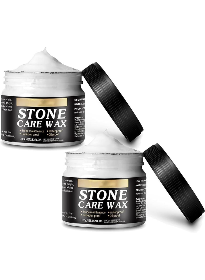 Cobest Stone Polishing Care Wax, 2 Pcs 80G Marble & Granite Cleaner and Polish, Carnauba Wax Countertop Cleaner for Marble Furniture, Ceramic Tiles, Stone Floor, Quartz Countertop, Stone Polish Protection - Image 1