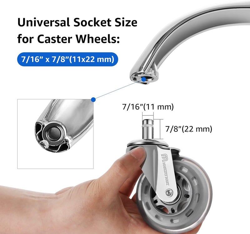 Mastery Mart Office Chair Base Replacement, 28 Inch Heavy Duty(2500 Lbs) Metal Leg, Reinforced to Repair Swivel Gaming Chair Bottom Part with Universal Caster and Gas Cylinder Size (Silver) - Image 4