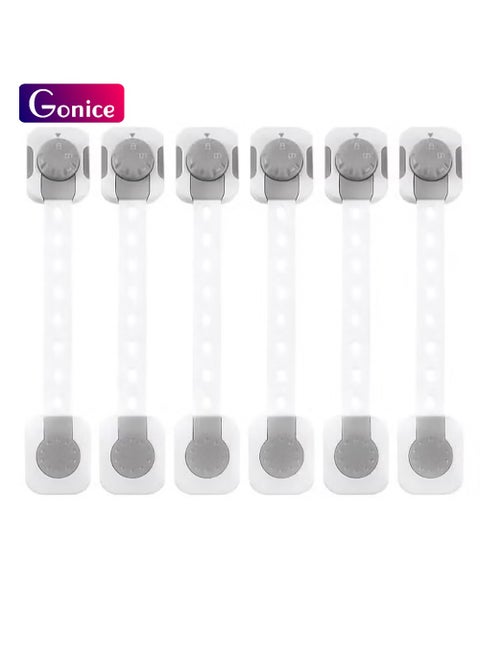 Baby Safety Lock，Child Safety Locks，Multi-Functional Adjustable Double Button Baby Anti-Clip Latch System For Cabinets, Drawers, Fridge，6 pcs