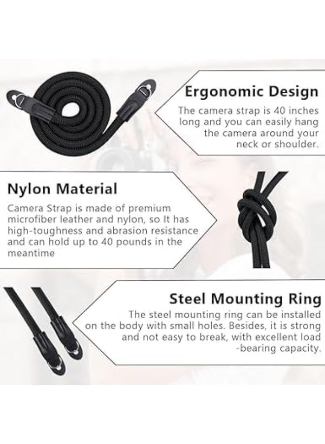 SYOSI Anti-Slip Camera Neck Strap, Quick Release Hand Strap, Professional Shoulder Straps with Climbing Rope Design, DSLR/Mirrorless Camera Straps, Suitable for Most Digital Cameras, Comfortable (Black) - Image 2