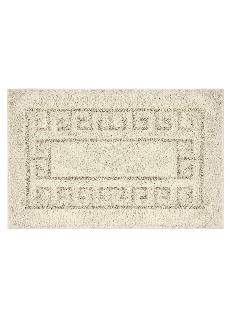 Freelance - Freelance Florence Cotton Main Entrance Doormat, Home Bathroom Floor Door Mats, Bath Mat Greek Key, 80 x 50 cm, Beige - Image 1