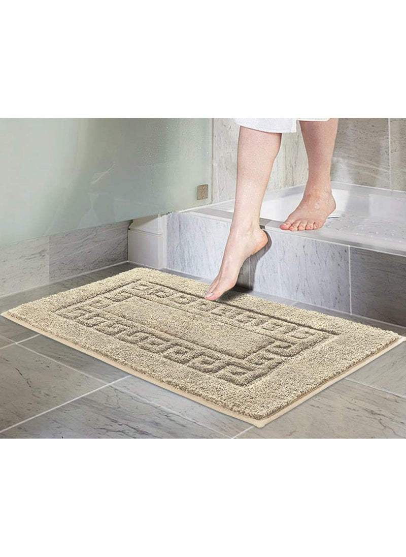 Freelance - Freelance Florence Cotton Main Entrance Doormat, Home Bathroom Floor Door Mats, Bath Mat Greek Key, 80 x 50 cm, Beige - Image 1