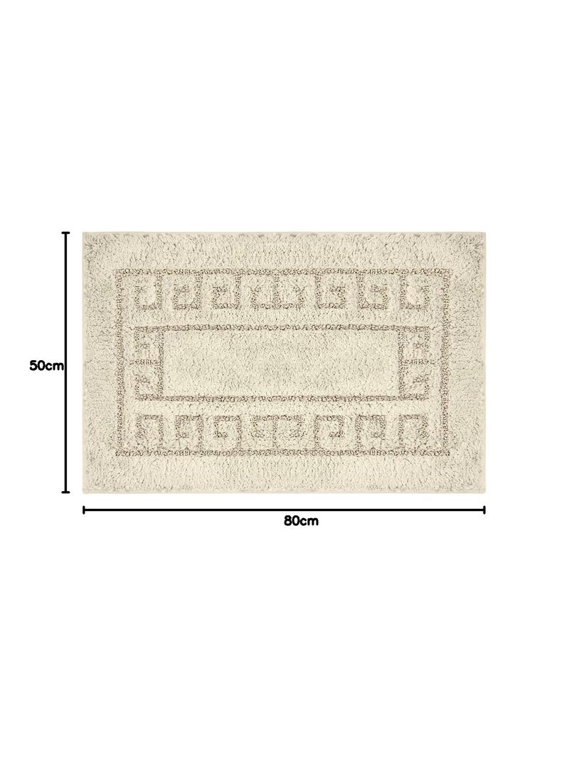 Freelance - Freelance Florence Cotton Main Entrance Doormat, Home Bathroom Floor Door Mats, Bath Mat Greek Key, 80 x 50 cm, Beige - Image 1