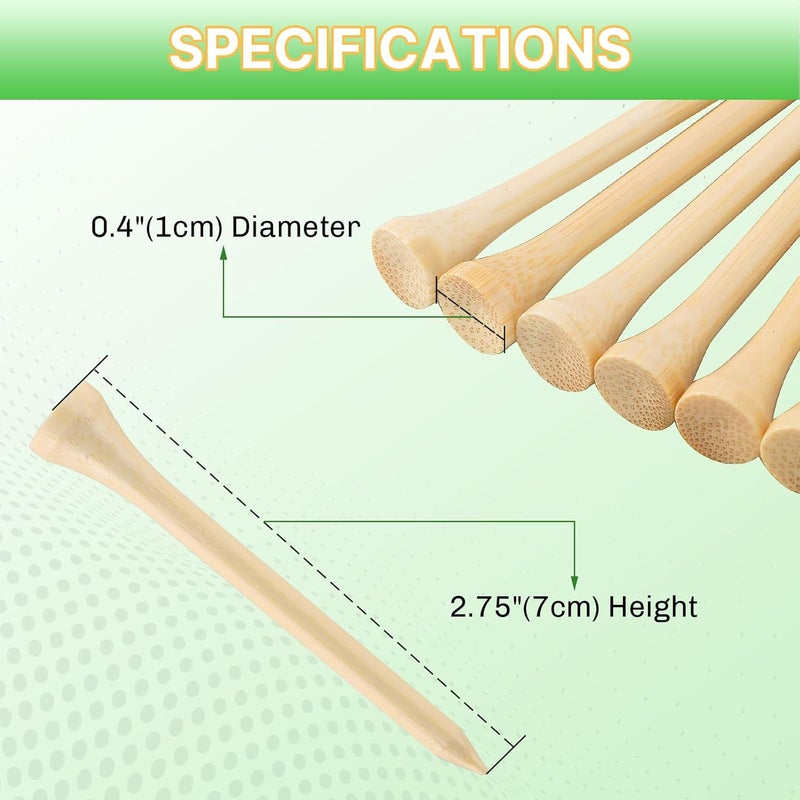 weyleity Bamboo Golf Tees 1000/500/250 PCS 2-3/4 & 3-1/4 inch Length | Bamboo Golf Tees, 7X Stronger Than Wood Golf Tees, Reduce Friction & Side Spin - Image 2
