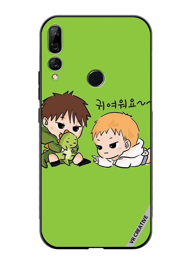 VR CREATIVE Protective Case Cover For Huawei Y9 Prime 2019 Two Cute Kids Playing With Dino Design Multicolour - Image 1