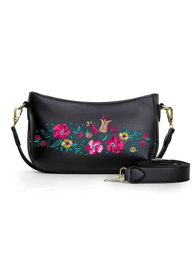Tat 25-The Red & Green Roses Crossbody bags Black  - Image 1
