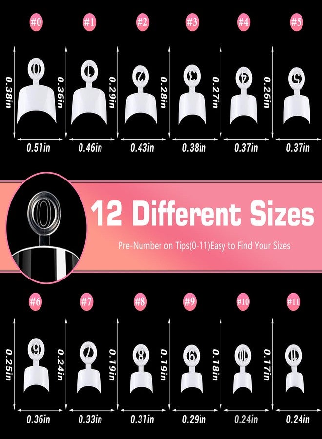 Lifextol 600PCS Short Gel Nail Tips Square Press on Nails White Acrylic Nail Tips Square Fake Nails, 12 Sizes Half Cover Soft Gel Nails Tips Kit for False Nails Extension Artificial Fingernails -D - Image 5