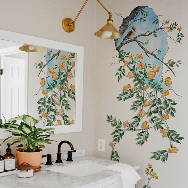 2 Sheets Tree Wall Decals Wall Sticker Hanging Vine Floral Wall Sticker Bedroom Living Room Wall Decor - Image 2