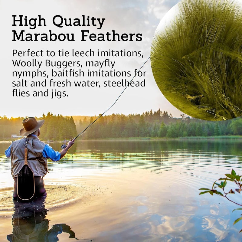 Creative Angler Strung Marabou Bird Feathers for Tying Fly Fishing Flies - Fly Tying Accessories - Perfect Choice for Tail & Wings and Easy to Tie On The Lure - Image 2