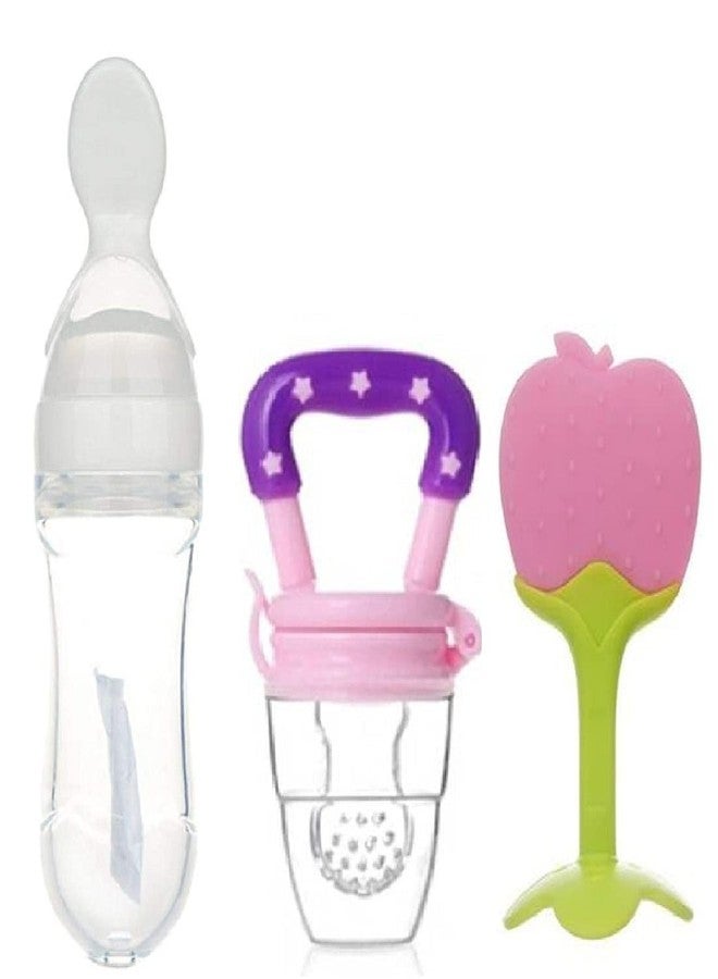 Lappu Baby Food Fruit Nibbler Feeder |Teether for 3 to 6 Months Baby |Teether for 6 to 12 Months Baby | Teether for Baby 6-12 Months Bpa Free Combo Pack of 3 (multi9) - Image 1