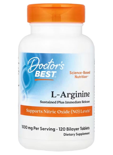 Sustained + Immediate Release L-Arginine, 1,000 mg, 120 Bilayer Tablets