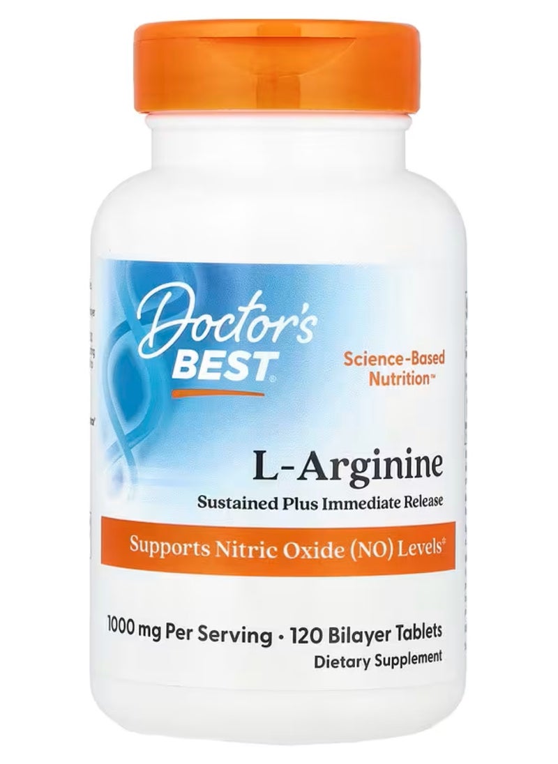 Doctor's BEST Sustained + Immediate Release L-Arginine, 1,000 mg, 120 Bilayer Tablets  - Image 1