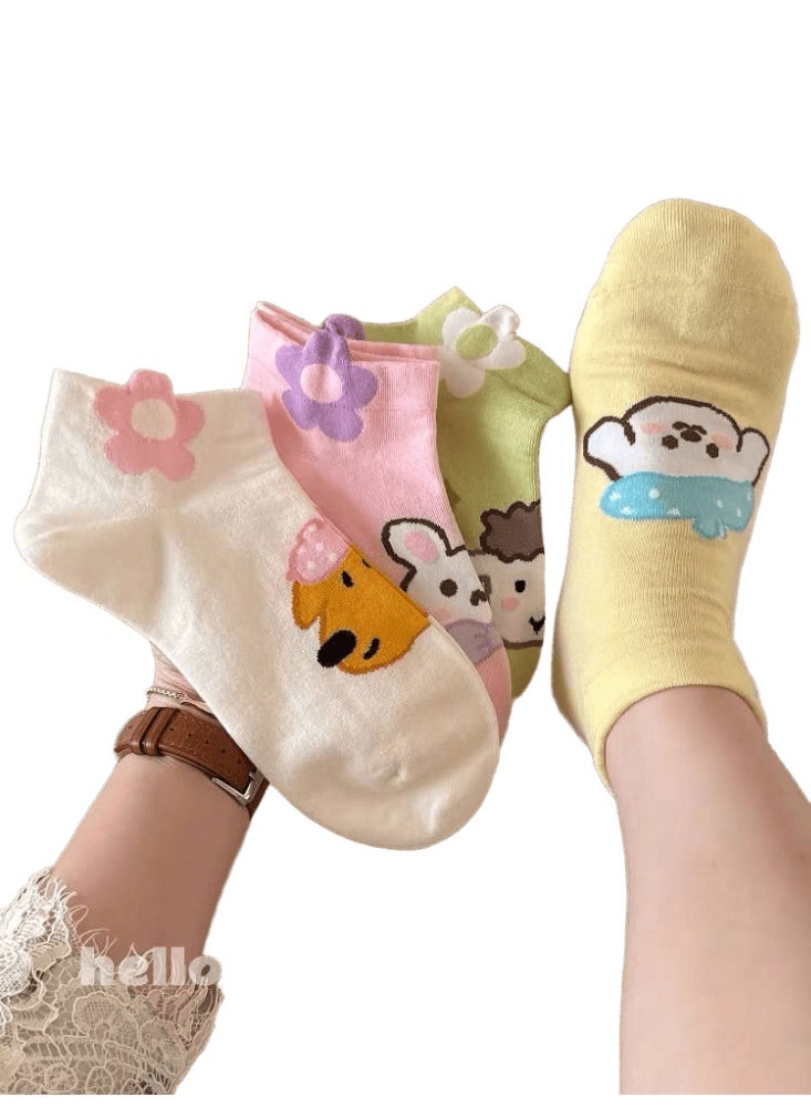 SMARTEDGE Women's Ankle Socks with Rabbit Print - Stylish Summer Ankle Socks - 6 Pairs in Assorted Colors. Modern Design - Image 2