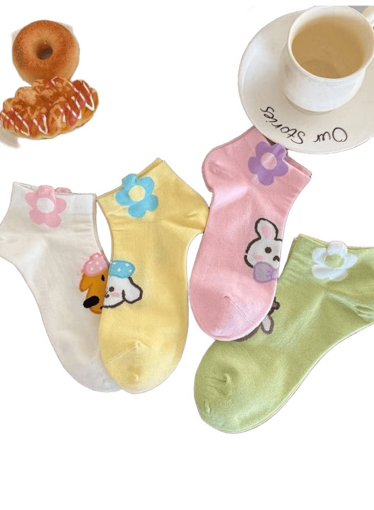 SMARTEDGE Women's Ankle Socks with Rabbit Print - Stylish Summer Ankle Socks - 6 Pairs in Assorted Colors. Modern Design - Image 3