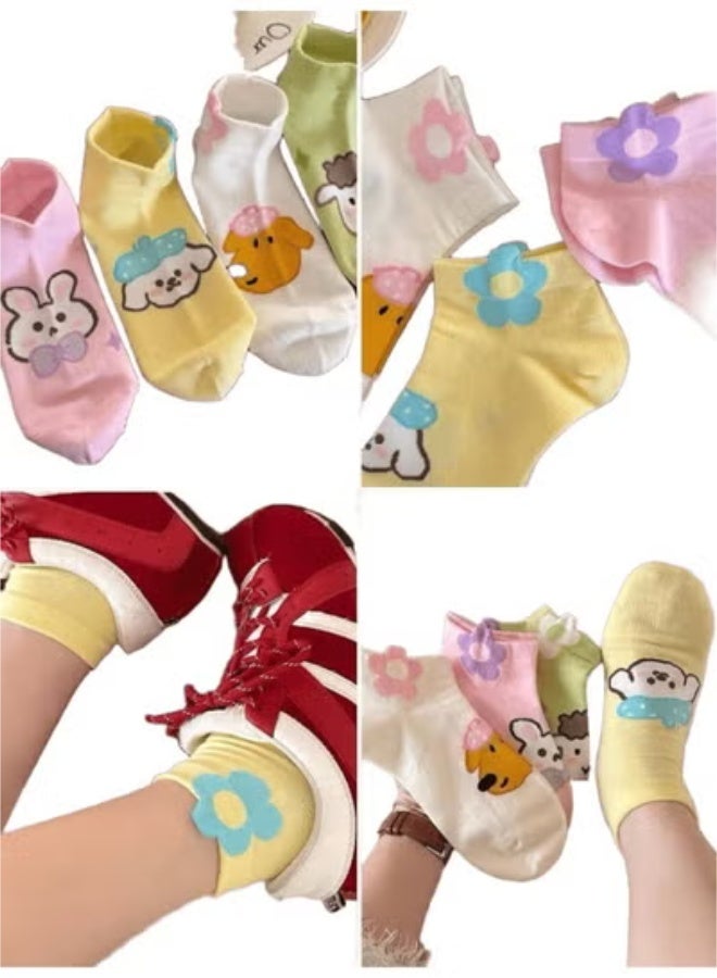 SMARTEDGE Women's Ankle Socks with Rabbit Print - Stylish Summer Ankle Socks - 6 Pairs in Assorted Colors. Modern Design - Image 5