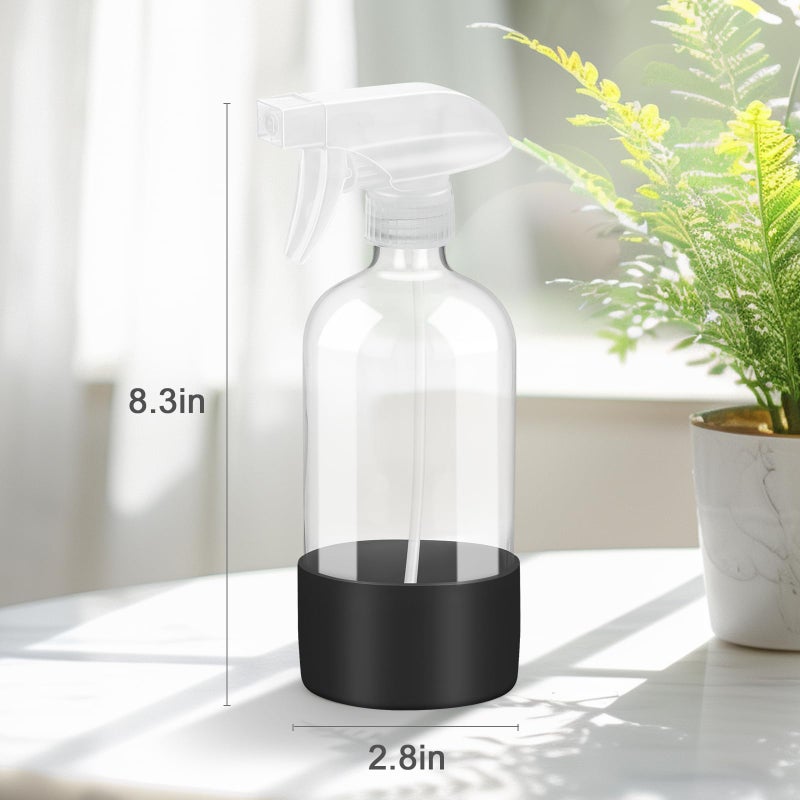 Worldgsb 2 Pack Glass Spray Bottles With Silicone Sleeve  16 Oz Empty Refillable Containers With Adjustable Spray Nozzles  Spray Bottles For Hair  Cleaning Solutions And Plants Black - Image 4