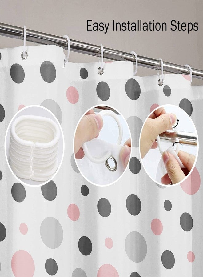 Emvency Shower Curtain Geometric Pink Gray White Modern Polka Dot Pattern Retro Waterproof Polyester Fabric 72 x 72 Inches Bathroom Set with Hooks - Image 4