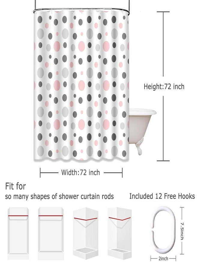 Emvency Shower Curtain Geometric Pink Gray White Modern Polka Dot Pattern Retro Waterproof Polyester Fabric 72 x 72 Inches Bathroom Set with Hooks - Image 2