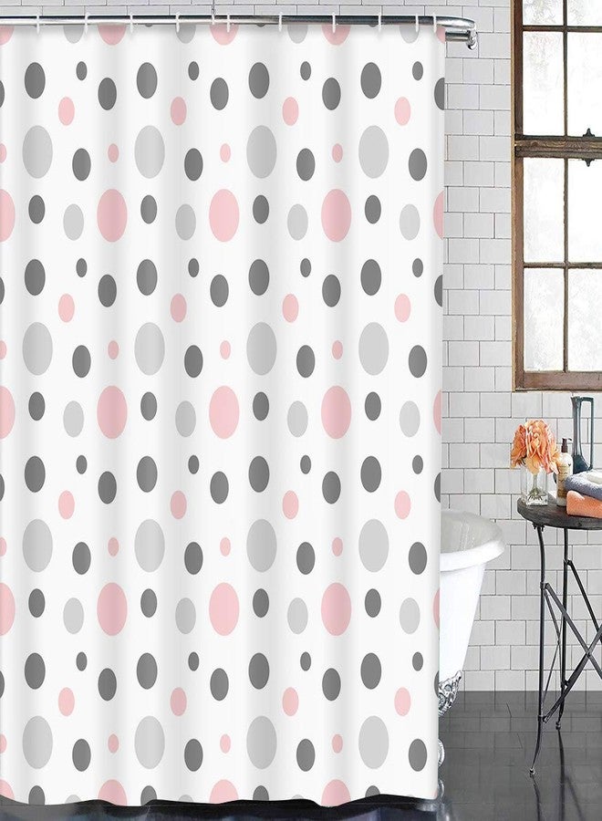Emvency Shower Curtain Geometric Pink Gray White Modern Polka Dot Pattern Retro Waterproof Polyester Fabric 72 x 72 Inches Bathroom Set with Hooks - Image 5