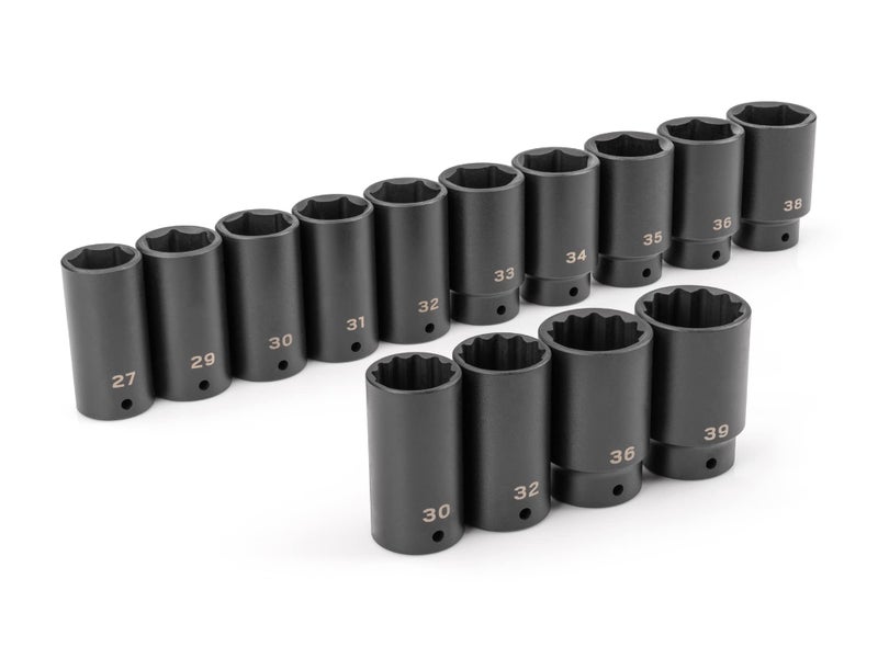 TEKTON 12 Inch Drive Deep 6Point and 12Point Axle Nut Impact Socket Set 14Piece 2739 mm SID92002