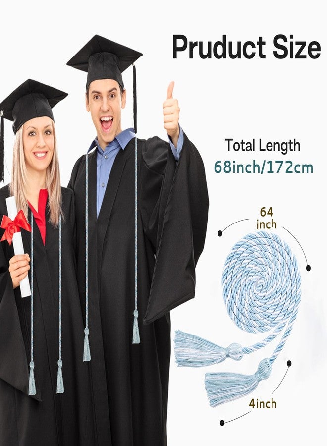 Lxzyu Graduation Cords,Honor Cords Graduation 2025,Cord for Graduation 2025 with Tassels for Grad Students Bachelor Gown Master Doctoral 67" Long Light Blue and White Graduation Cord - Image 2