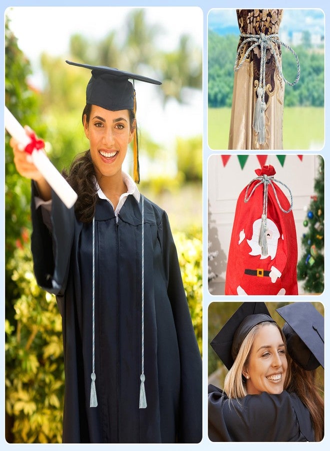 Lxzyu Graduation Cords,Honor Cords Graduation 2025,Cord for Graduation 2025 with Tassels for Grad Students Bachelor Gown Master Doctoral 67" Long Light Blue and White Graduation Cord - Image 5