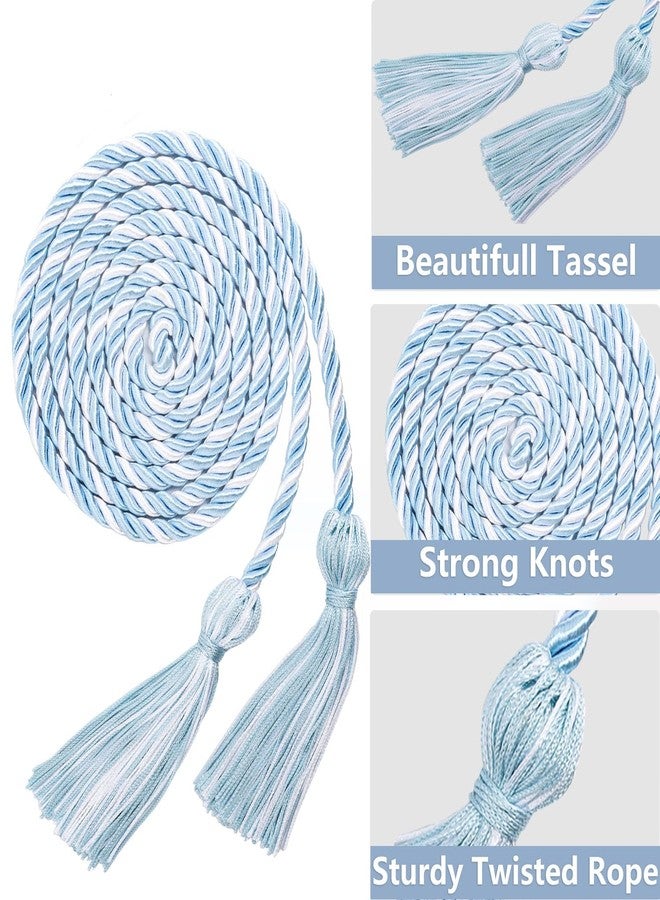 Lxzyu Graduation Cords,Honor Cords Graduation 2025,Cord for Graduation 2025 with Tassels for Grad Students Bachelor Gown Master Doctoral 67" Long Light Blue and White Graduation Cord - Image 3