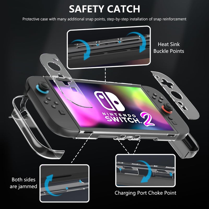 FANPL [Improved Easy Dockable Version] Clear Case for Nintendo Switch 2, FANPL Protective Cover for Switch 2 and JoyCon Controller - Strong and Durable, Not Easy to Fall Off - Image 3