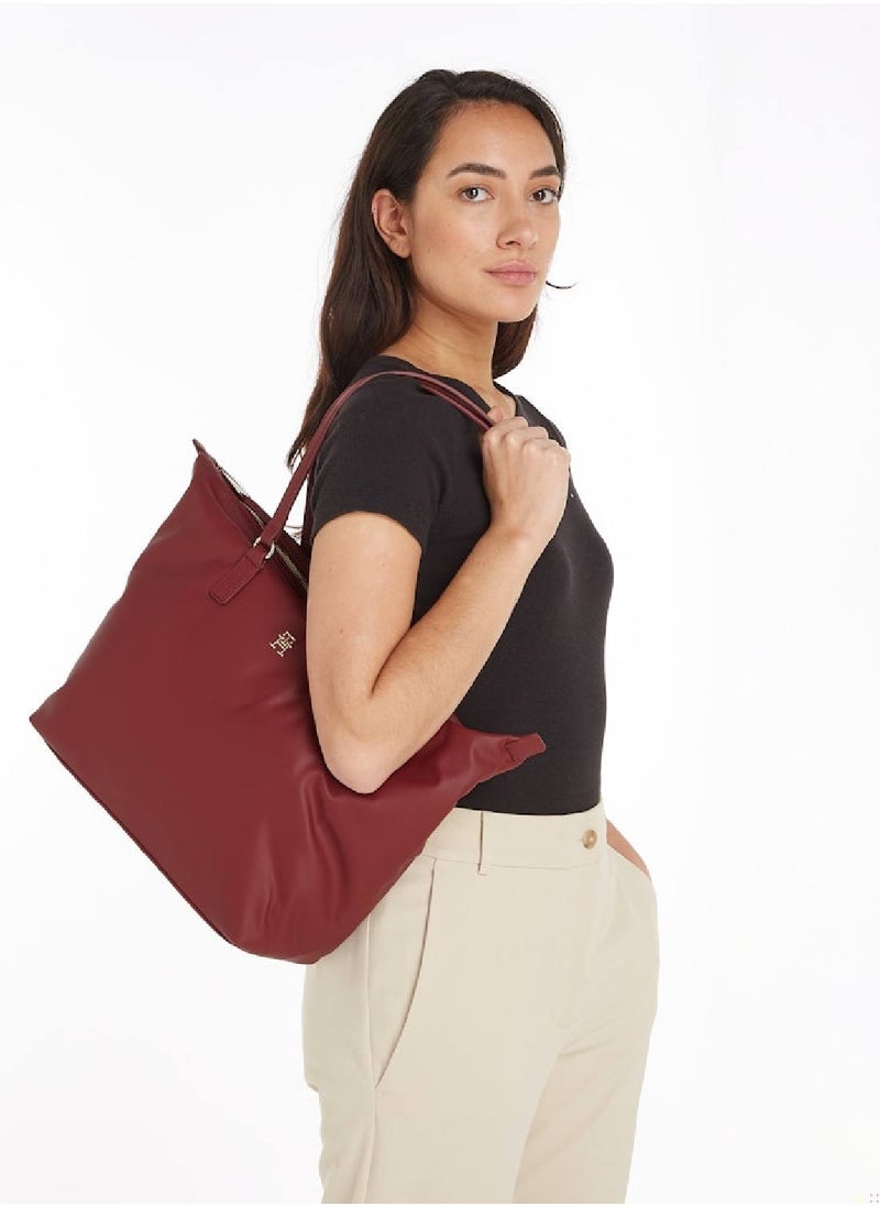 TOMMY HILFIGER - Women's Th Monogram Tote Bag - Polyester Blend, Red - Image 1