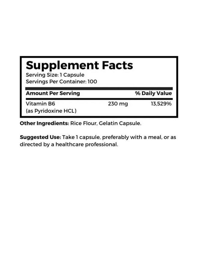 Dr Clark Store Dr. Clark Vitamin B6 Supplement, 230mg, 100 Capsules - Image 2
