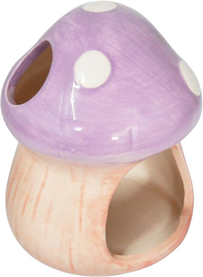 AnRui Ceramic Betta Fish Tank Accessories Decor Cute Mushroom House Aquarium Decoration Hideout Cave Ornament for Small Fish, Shrimp, Goldfish and Reptiles (Purple) - Image 1