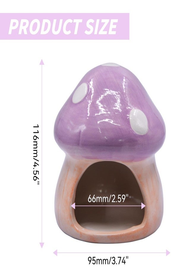 AnRui Ceramic Betta Fish Tank Accessories Decor Cute Mushroom House Aquarium Decoration Hideout Cave Ornament for Small Fish, Shrimp, Goldfish and Reptiles (Purple) - Image 2