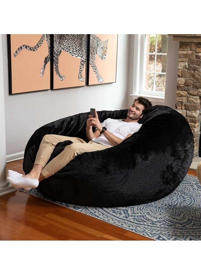 Comfy Oversized XXL Suede Cocoon Sack Family Bean Bag Black - Image 2