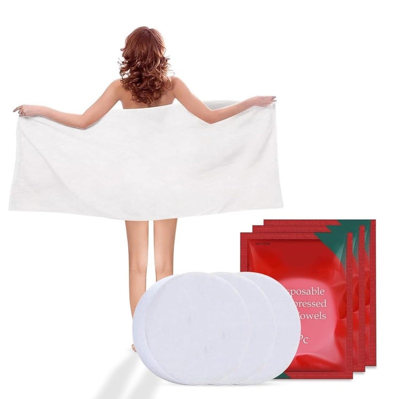 AJKN Compressed Bath Towel Tablets - Large Quick-Dry Disposable Magic Towels for Travel, Beach, Face & Bath Use - Soft Absorbent Cotton (70 x 140 cm, Pack of 3) - Image 1