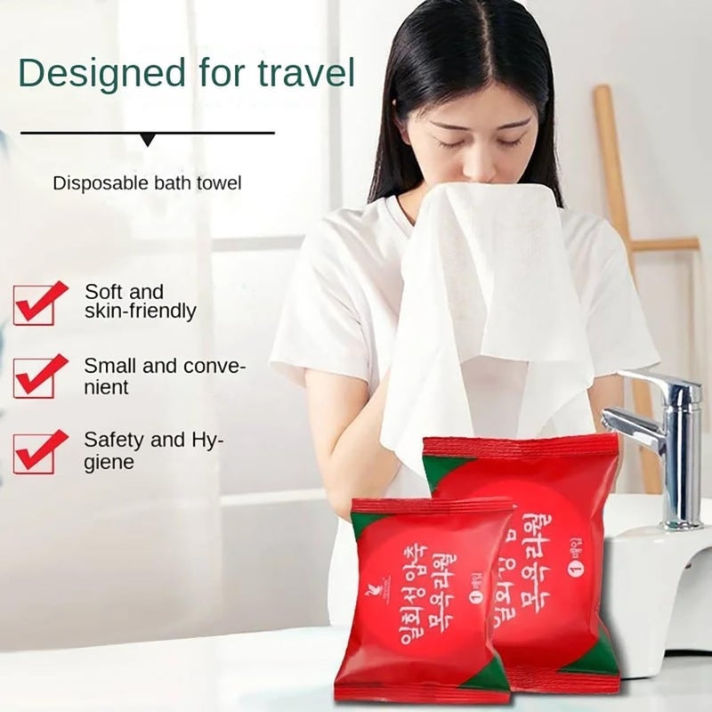 AJKN Compressed Bath Towel Tablets - Large Quick-Dry Disposable Magic Towels for Travel, Beach, Face & Bath Use - Soft Absorbent Cotton (70 x 140 cm, Pack of 3) - Image 2