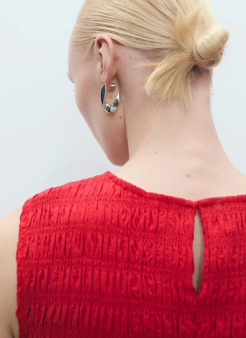 MANGO Smocked Bodice Midi Dress