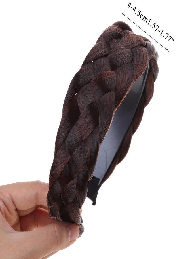 SquarezhenBo Braided Stretch Headband for Women - Synthetic Hair Accessories with Twist Design and Wide Brim, Reusable Ponytail Holder for Girls/Wigs/Daily Use, Non-Slip Hair Band (Black Brown) - Image 5