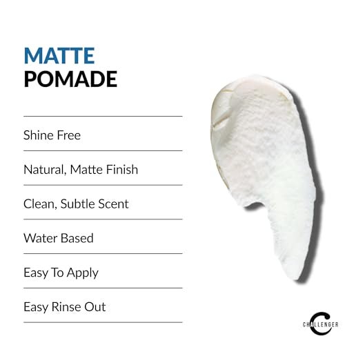 Challenger Men’s Matte Cream Pomade | Natural Shine Free Finish Product | Clean & Subtle Scent | Medium Firm Hold & Travel Friendly | 3oz - Image 3