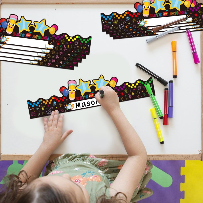 HEYINSHEN HEYISNHEN 24 Pcs 100th Days of School Paper Crowns for Kids Customizable Name 100th Day of School Hats with Elastic String Adjustable Classroom Activity Supplies for Kindergarten Preschool - Image 5