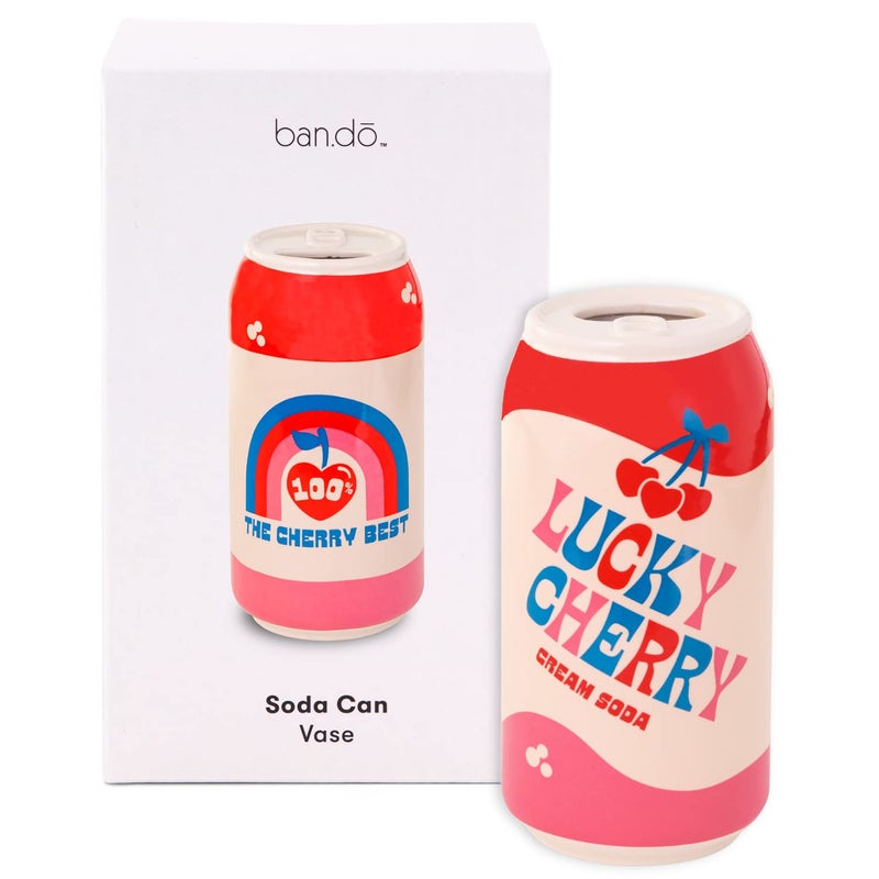 ban.do bando Small Decorative Vase Colorful Ceramic Vase Shelf Decor for Home or Office VintageInspired Soda Can Lucky Cherry Cream Soda - Image 2