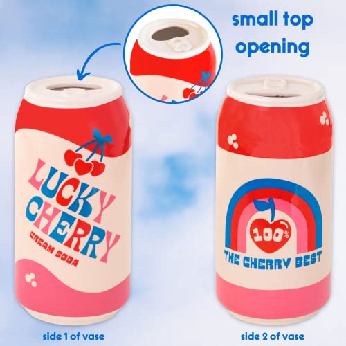 ban.do bando Small Decorative Vase Colorful Ceramic Vase Shelf Decor for Home or Office VintageInspired Soda Can Lucky Cherry Cream Soda - Image 3