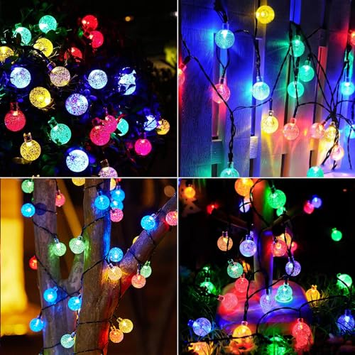 Jedavai Solar String Lights Outdoor 100 Led 40 Feet Multi-Color Crystal Globe Lights with 8 Lighting Modes, Waterproof Solar Powered Patio Lights for Garden Yard Porch Wedding Party Decoration - Image 2