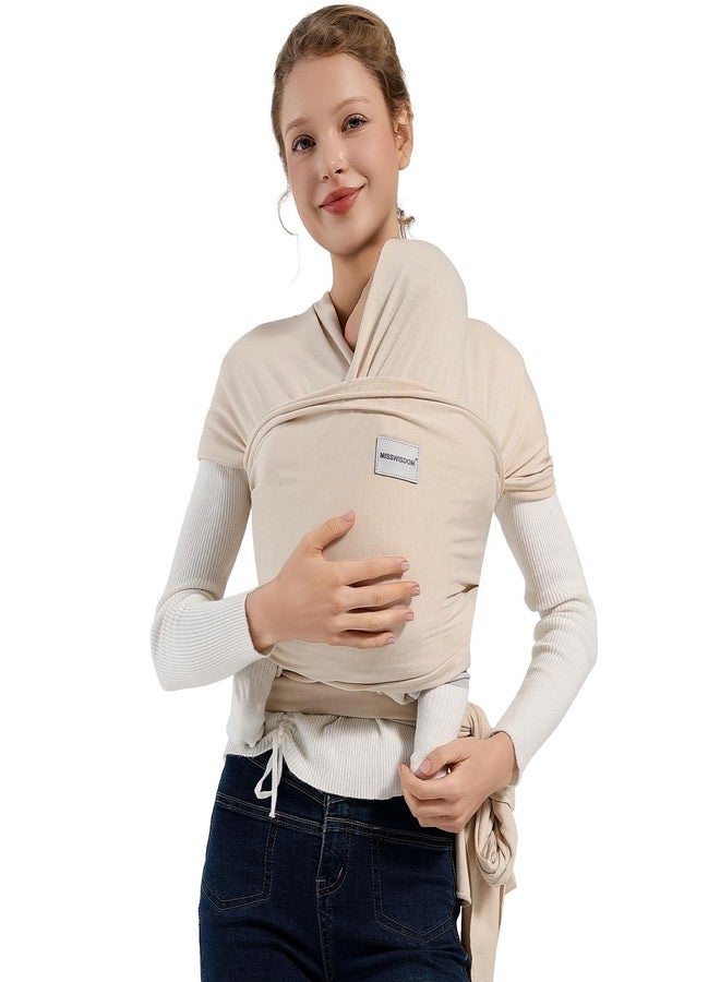 MISSWISDOM Baby Wraps Carrier, Baby Carrier Wrap Newborn Sling 7-35lbs, Baby Wearing Wrap Newborn Wrap Carrier, Baby Sling Carriers for Newborn and Infant, Beige - Image 1