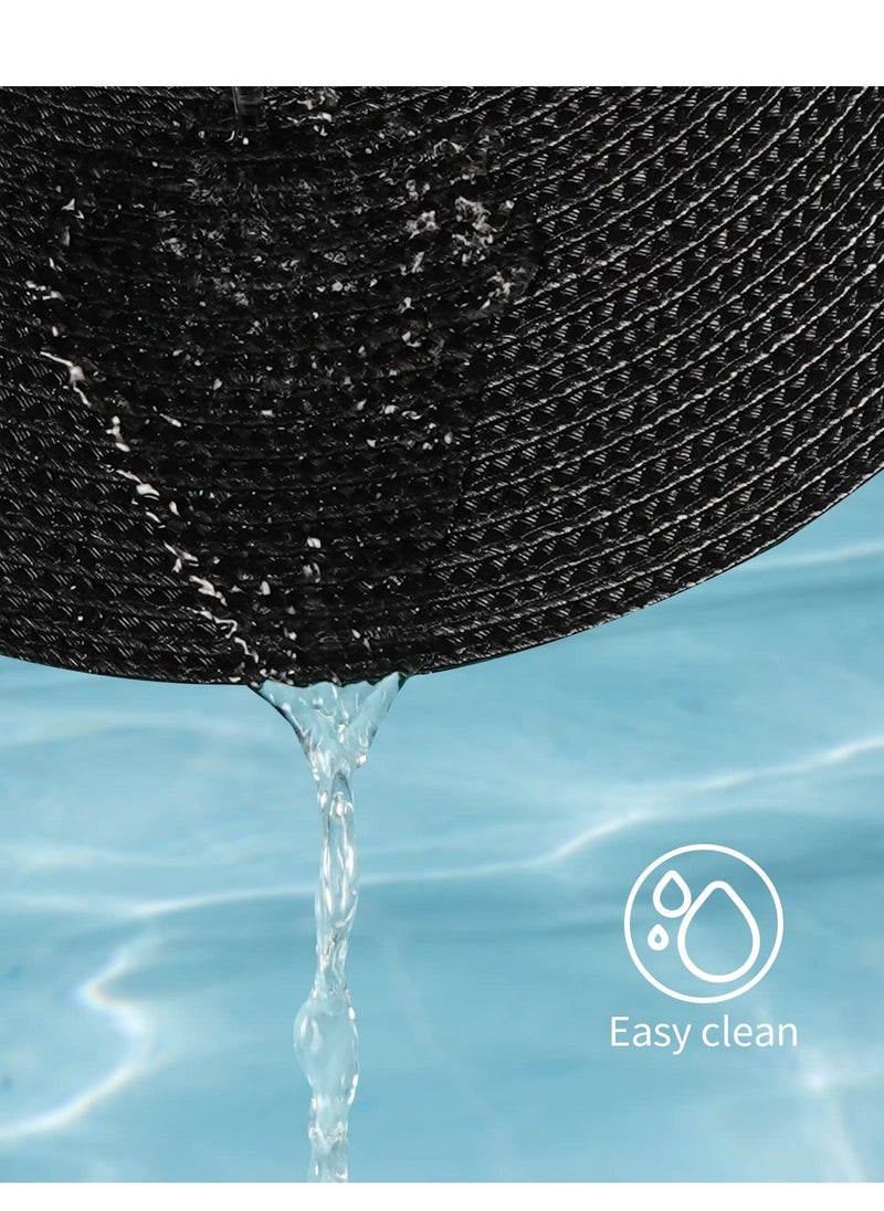 Excefore Round Braided Placemats Set of 6 Washable Round Table Mats, Cotton Polyester Woven Heat Resistant Place mats, Non-Slip Dining Tables Polypropylene PlaceSet(Black)  - Image 4