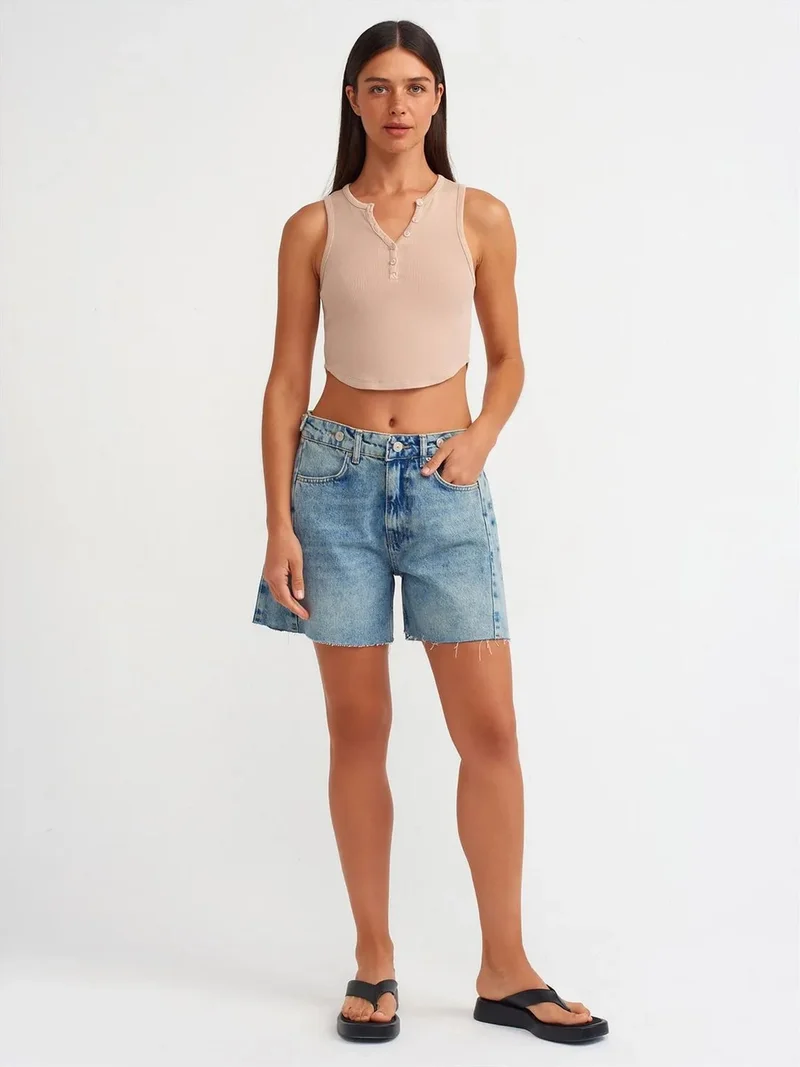 ديلفين DILVIN High-Waist Wide-Leg Denim Shorts